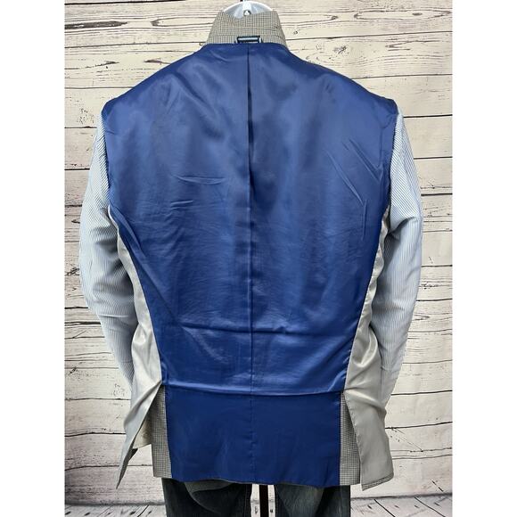 Tommy Hilfiger 2 Button Blazer Men’s 44L Jacket Sport Coat Blue Check Polyester - Picture 6 of 12